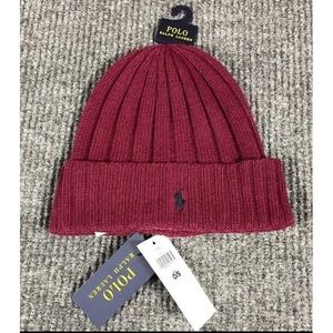 Polo Ralph Lauren Beanie Hat Adult One Size Red Cuffed Preppy Pony Winter New
